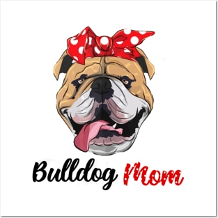 Bulldog Mom With Red Dot Turban Mother's Day Gift Posters and Art